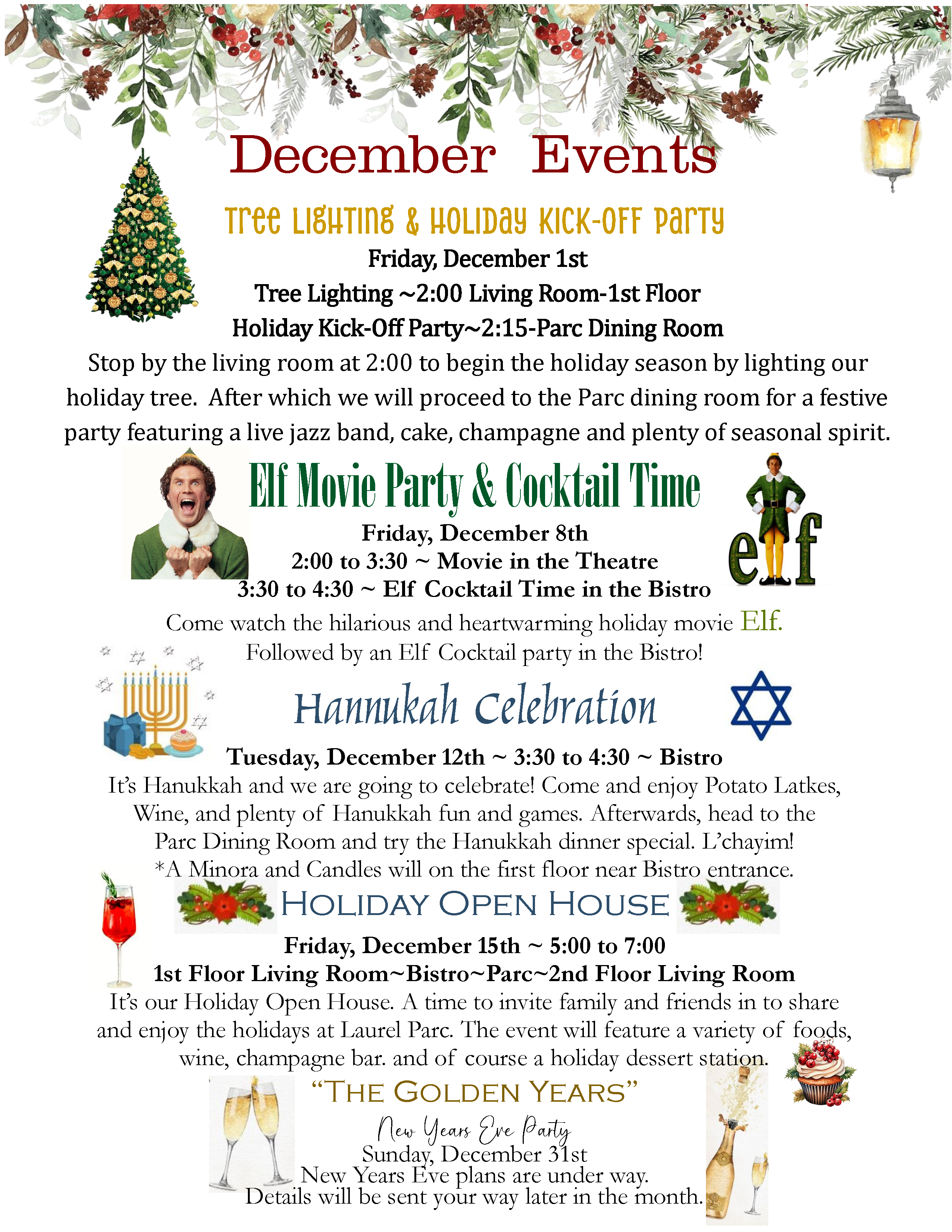 Laurel Parc December Events Calendar