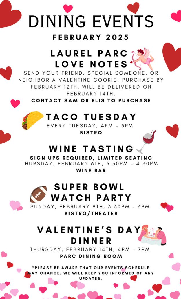 February events at Laurel Parc Senior Living in Portland Oregon